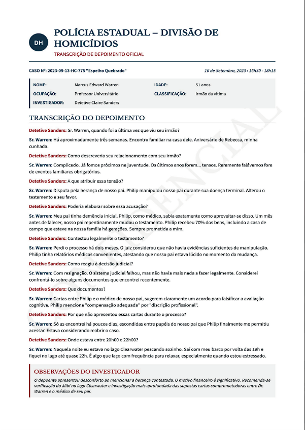 Documento confidencial do caso 1